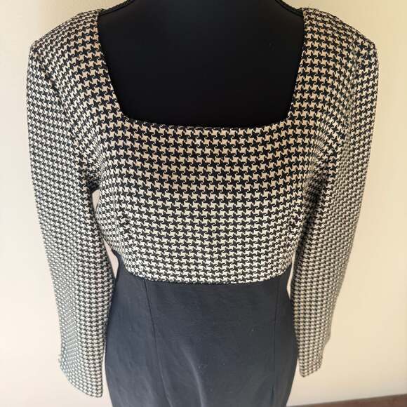 Vintage La Belle Black & White Houndstooth Maxi Dress - Picture 3 of 7